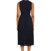 Women's Sleeveless Stretch Light Bubble Crepe Pleated Skirt Midi Dress
